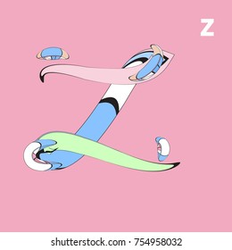 Vector Alphabet Typography Logo and Symbol letter with Cartoon Curvy Style