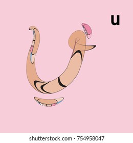 Vector Alphabet Typography Logo and Symbol letter with Cartoon Curvy Style