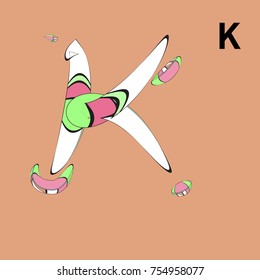 Vector Alphabet Typography Logo and Symbol letter with Cartoon Curvy Style