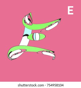 Vector Alphabet Typography Logo and Symbol letter with Cartoon Curvy Style