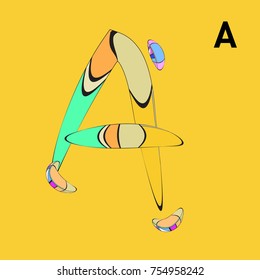 Vector Alphabet Typography Logo and Symbol letter with Cartoon Curvy Style