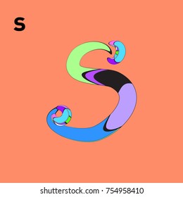Vector Alphabet Typography Logo and Symbol letter with Cartoon Curvy Style