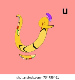 Vector Alphabet Typography Logo and Symbol letter with Cartoon Curvy Style