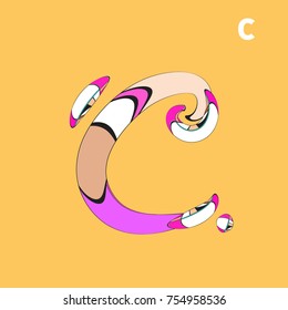 Vector Alphabet Typography Logo and Symbol letter with Cartoon Curvy Style