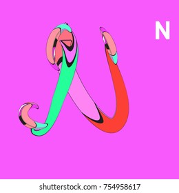 Vector Alphabet Typography Logo and Symbol letter with Cartoon Curvy Style