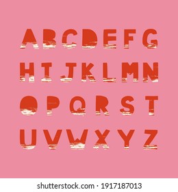 Vector alphabet typography specimen set  for grunge font flyer and poster design or ransom notes. Flat illustration 