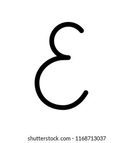 Vector alphabet, typography,.Handwritten font, black on white. e letter