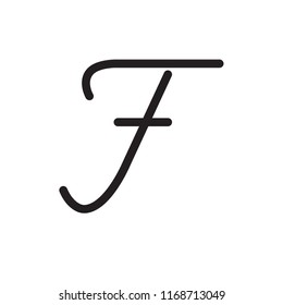 Vector alphabet, typography,.Handwritten font, black on white. f letter