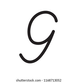 Vector alphabet, typography,.Handwritten font, black on white. g letter