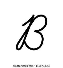 Vector alphabet, typography,.Handwritten font, black on white. b letter