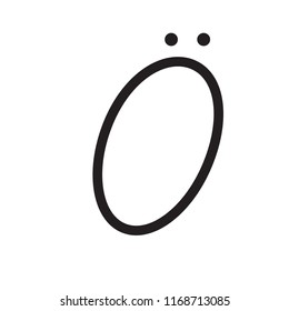 Vector alphabet, typography,.Handwritten font, black on white. ö letter