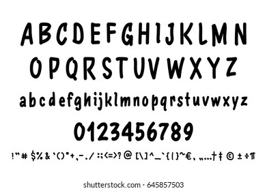 Vector Alphabet. Unique Custom Characters. Hand Lettering for Designs - logos, badges, postcards, posters, prints. Modern brush handwriting script