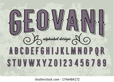 vector alphabet, vintage font, typeface vector, letters and numbers, gray and black style background, typography design