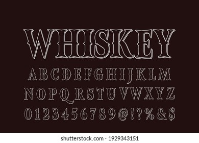 vector alphabet vintage font, typeface design, dark style background