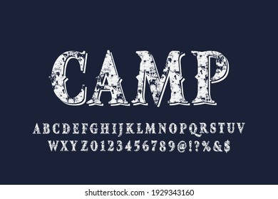 vector alphabet vintage font, typeface design, blue style background