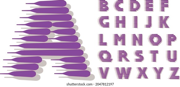 Vector alphabet in wind style, abstract font. All letters.