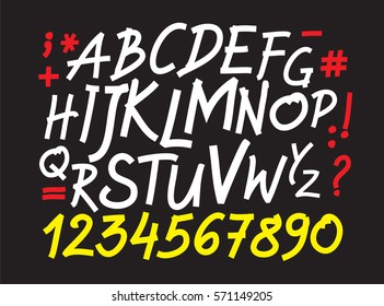 Vector alphabet written with a pen on tablet. 