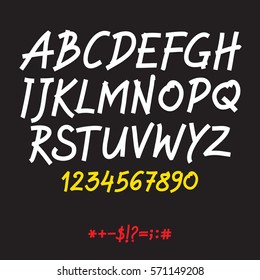 Vector alphabet written with a pen on tablet. 