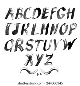 Vector alphabet for your design. Hand drawn letters. Letters of the alphabet written with ink.Vector font.