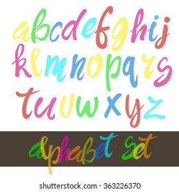 Vector alphabet.Hand drawn calligraphic font