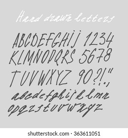 Vector alphabet.Hand drawn calligraphic font
