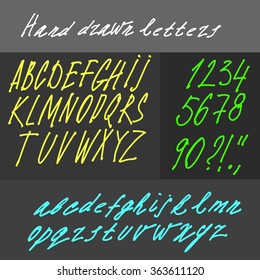 Vector alphabet.Hand drawn calligraphic font