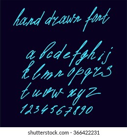 Vector alphabet.Hand drawn calligraphic font