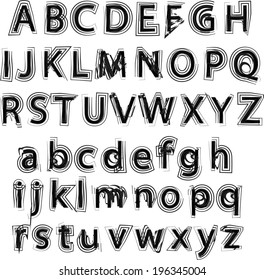 Vector alphabet.Letters of the alphabet written with a brush.