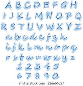 Vector alphabet.Letters of the alphabet written with a brush.