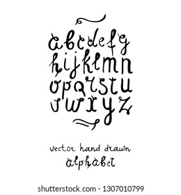 Vector alphabet,painted by brush,hand drawn. Calligraphy, lettering.