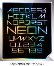 vector of alphabets of glowing neon light