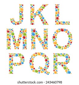 Vector Alphabets. Set letters of stylized colorful bubbles or candy.