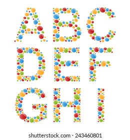 Vector Alphabets. Set letters of stylized colorful bubbles or candy.