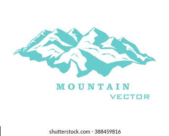 vector alpine mountain landscape outline illustration logo