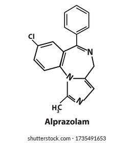 Vector de la estructura química del alprazolam