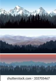 vector alps mountains forest background texture seamless pattern