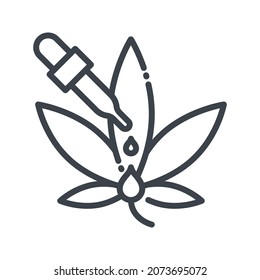 Vector alternative medicine line icon isolated on transparent background. CBD oil symbol