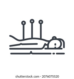 Vector alternative medicine line icon isolated on transparent background. Acupuncture treatment sign
