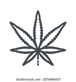 Icono de línea de medicina alternativa vectorial aislado en fondo transparente. Signo conceptual de Hemp