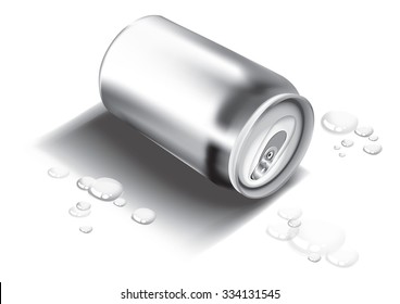 Vector aluminum drink can and drop water,  Image of the empty layout for your design,illustration. EPS 10