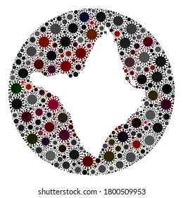 Collage del mapa del estado de Vector Amapa del virus de la gripe. La infección ataca el territorio de cuarentena desde el exterior. Consejos alrededor del collage de mapas del estado de Amapa compuesto de elementos virales.