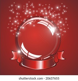 VECTOR amazing cristal snow globe with lights reflection