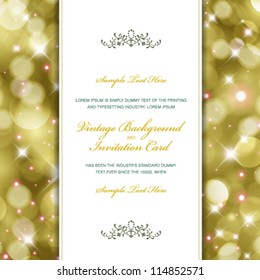 Vector amazing glittering background with white vintage label. Perfect as invitation or announcement.