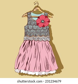 Vector amazing graphic illustration of beautiful princess dress.