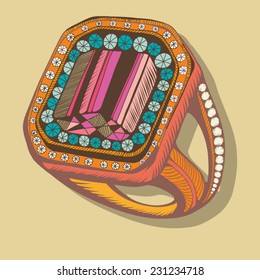 Vector amazing graphic illustration of beautiful ring.