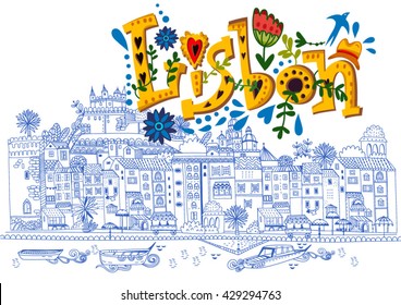 Vector amazing illustration of City Lisbon 