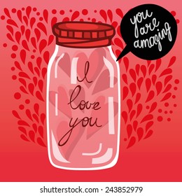 Vector amazing illustration. Nice greeting card, lovely template for valentine card and wedding.