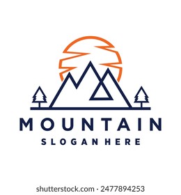 Vector amazing line art mountain logo inspiration minimal