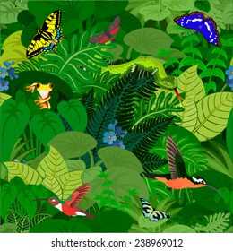 vector amazon jungle seamless pattern with animals