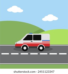 Vektorgrafik Krankenwagen fahren auf der Straße Krankenhaus Hintergrund Illustration